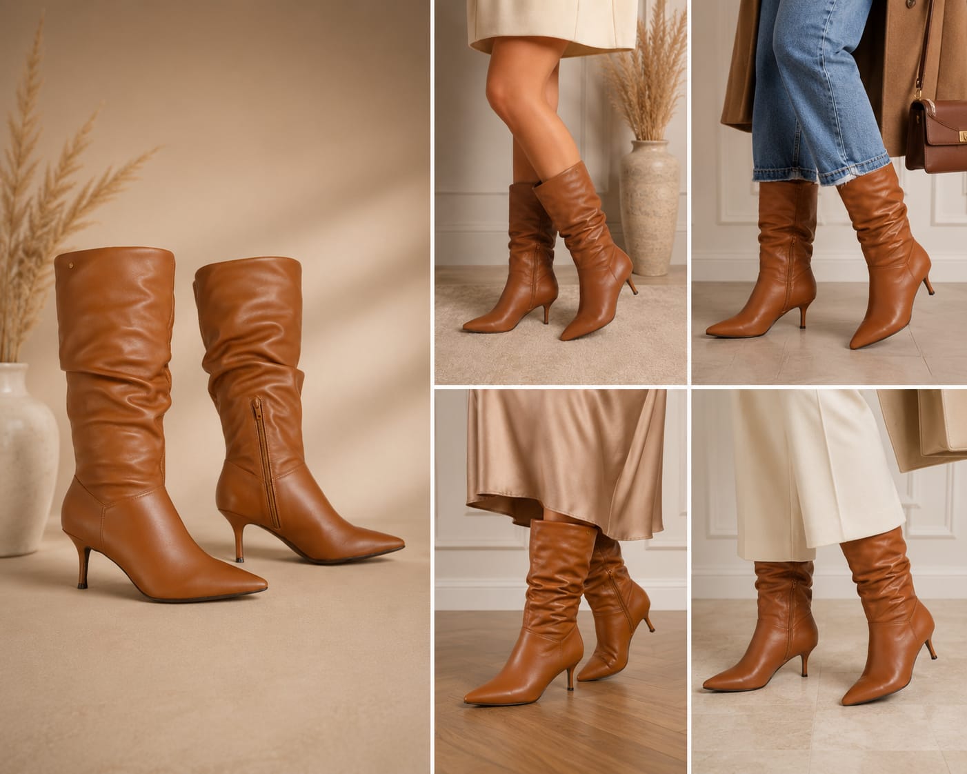 Bota Feminina Sophie Caramelo Slouchy com Salto Fino - miniatura 3